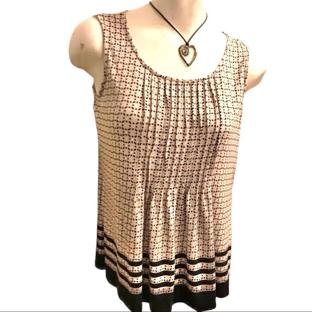 Croft & Barrow Boho Flowy Pleated Round Neckline Sleeveless Top Petite Small
